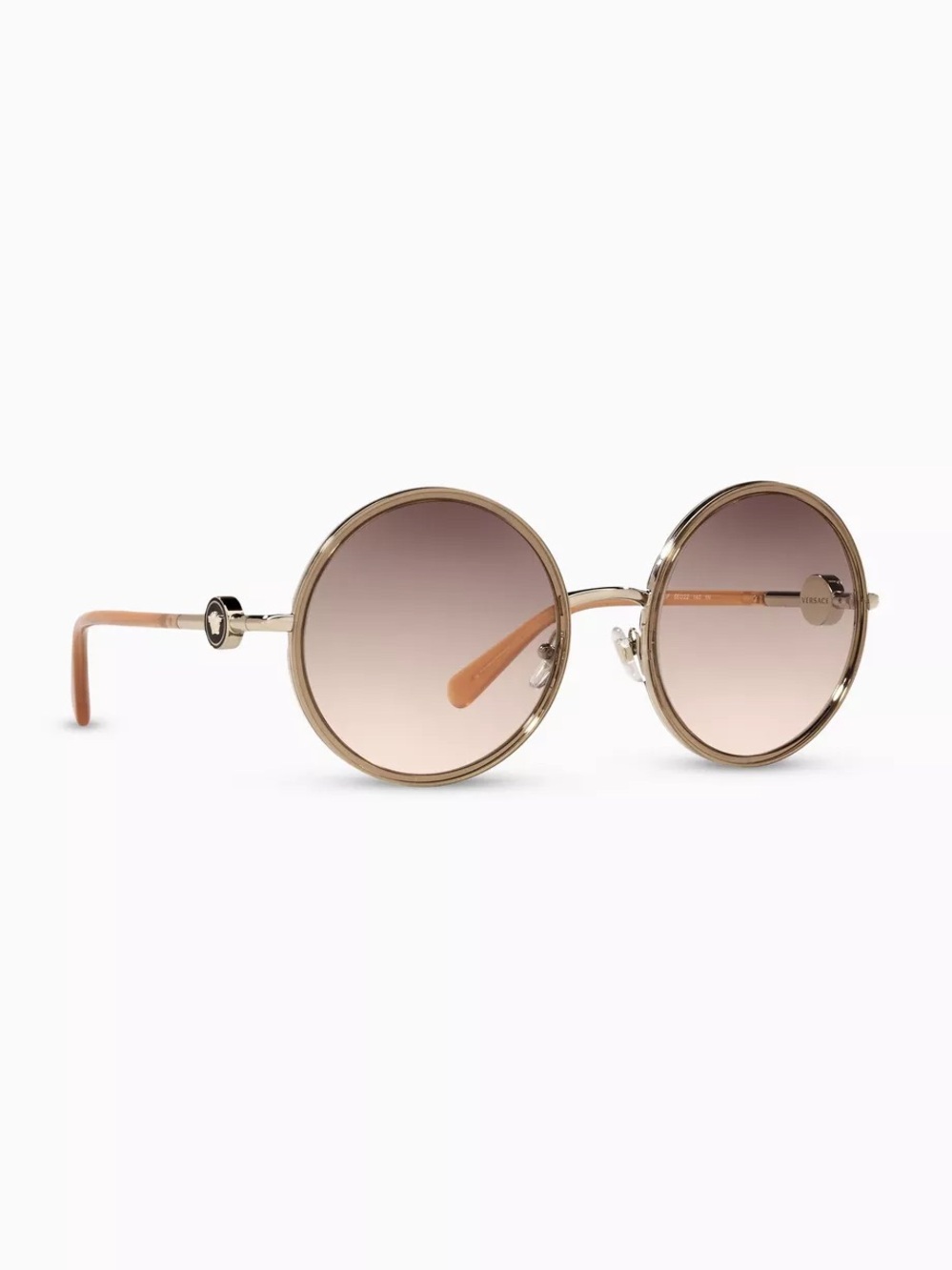 Versace Round Sunglasses with Medusa Medallion in Gold and Brown Designer Style